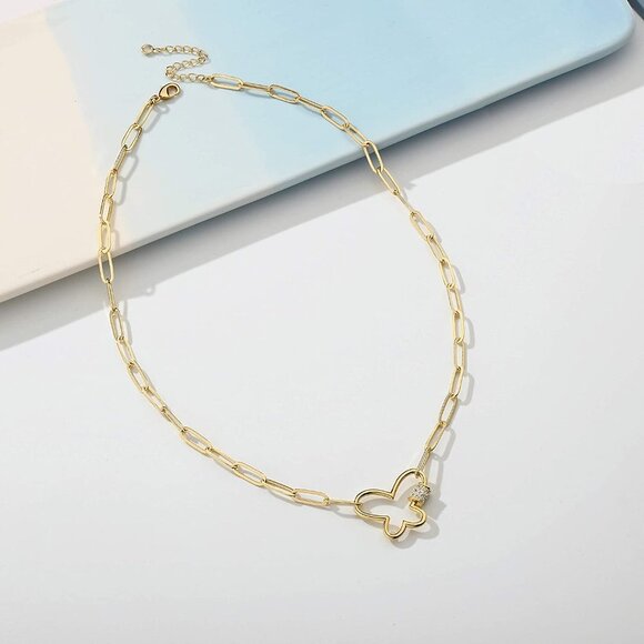 14K Gold Plated Dainty Paperclip Link Chain - Picture 2 of 6
